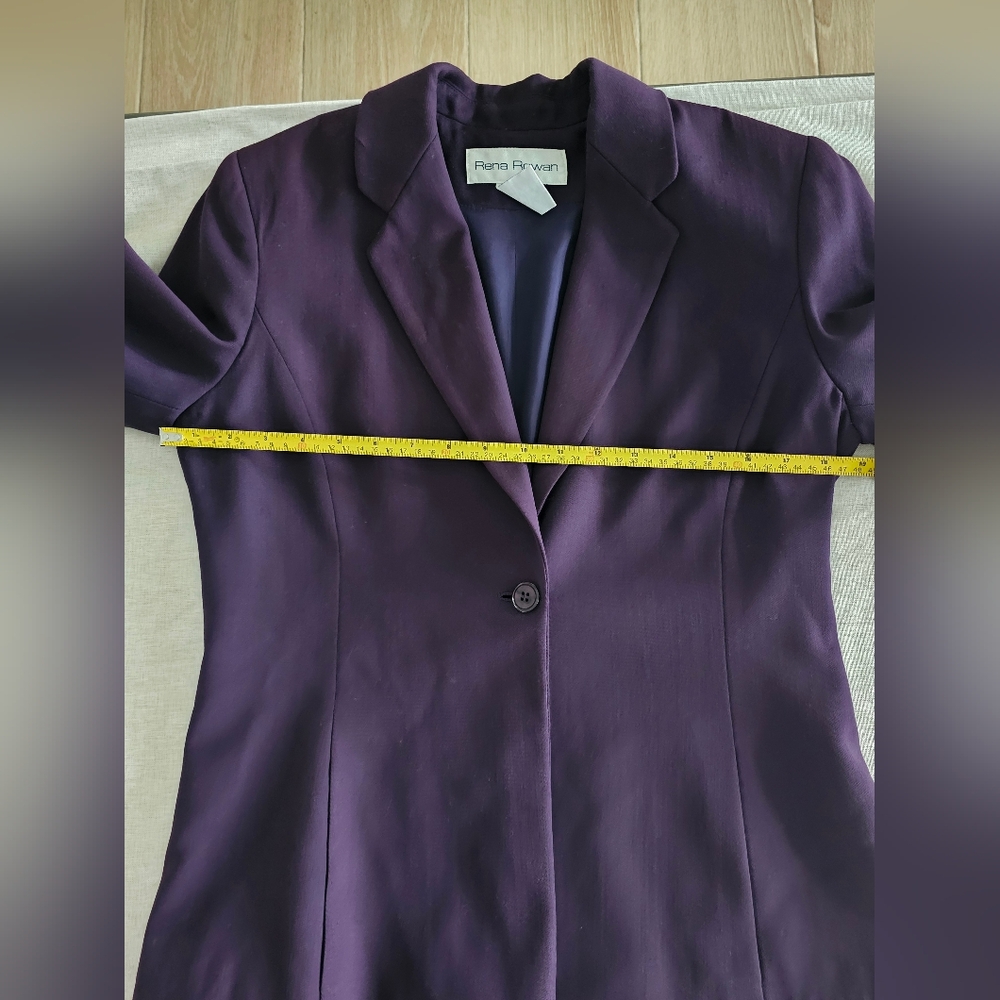 Rena Rowan Purple 100% Wool Notch Lapel Blazer Jacket Women's Size 6 - Picture 4 of 8